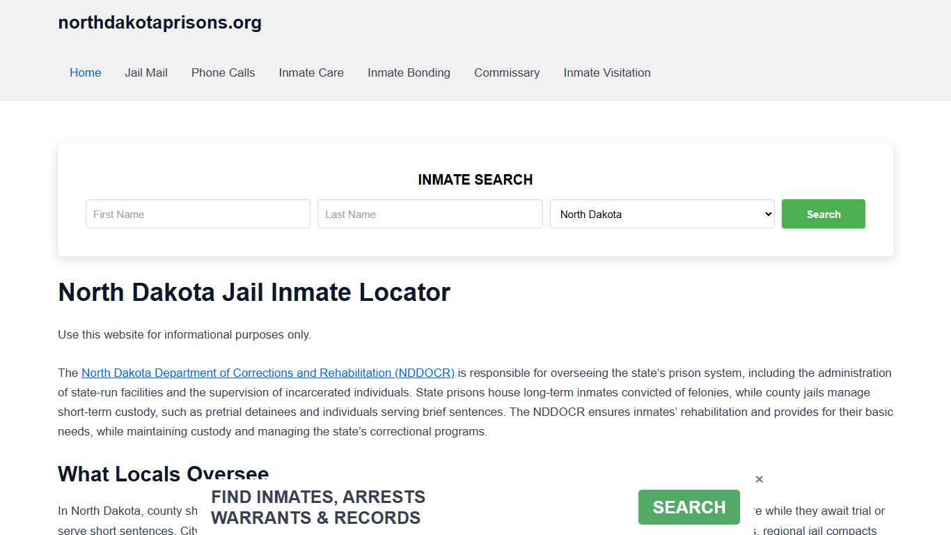 North Dakota Jail Inmate Search - ND DOC Prison Locator